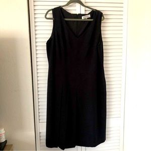 Kasper Brand Black Sleeveless Dress Size 16. 3 Pleats at Bottom V-Neck